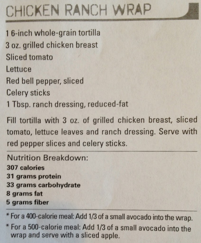 Insanity Nutrition Recipe for the Chicken Ranch Wrap